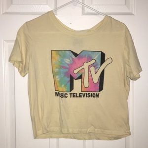 MTV yellow tie dye t-shirt